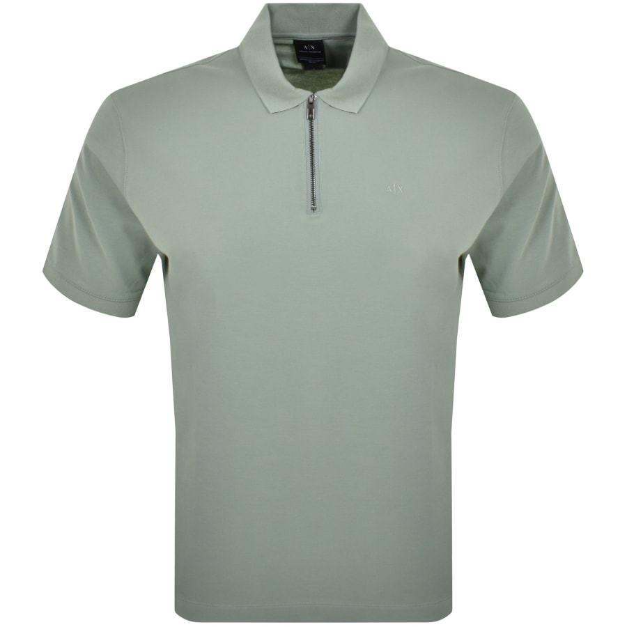 Armani Exchange Zip Polo T Shirt Green